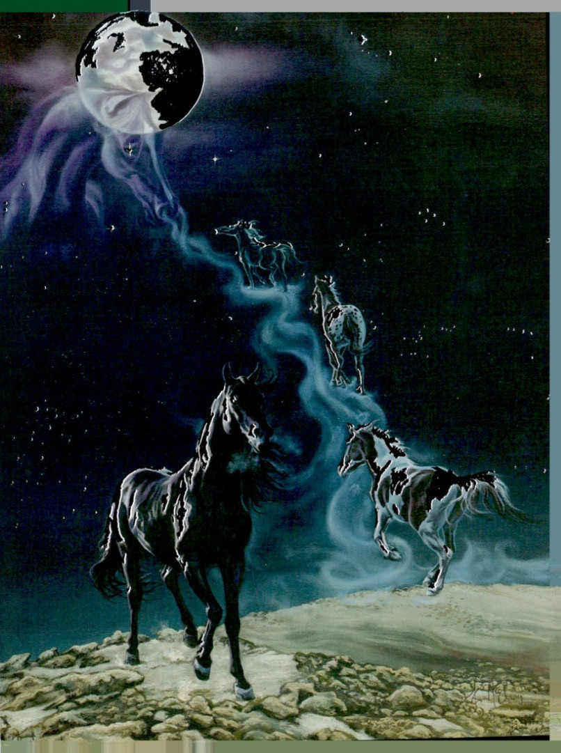 VTG The Legend Leanin\' Tree INSPIRING Greeting Card +Env Horse Moon Kim McElroy