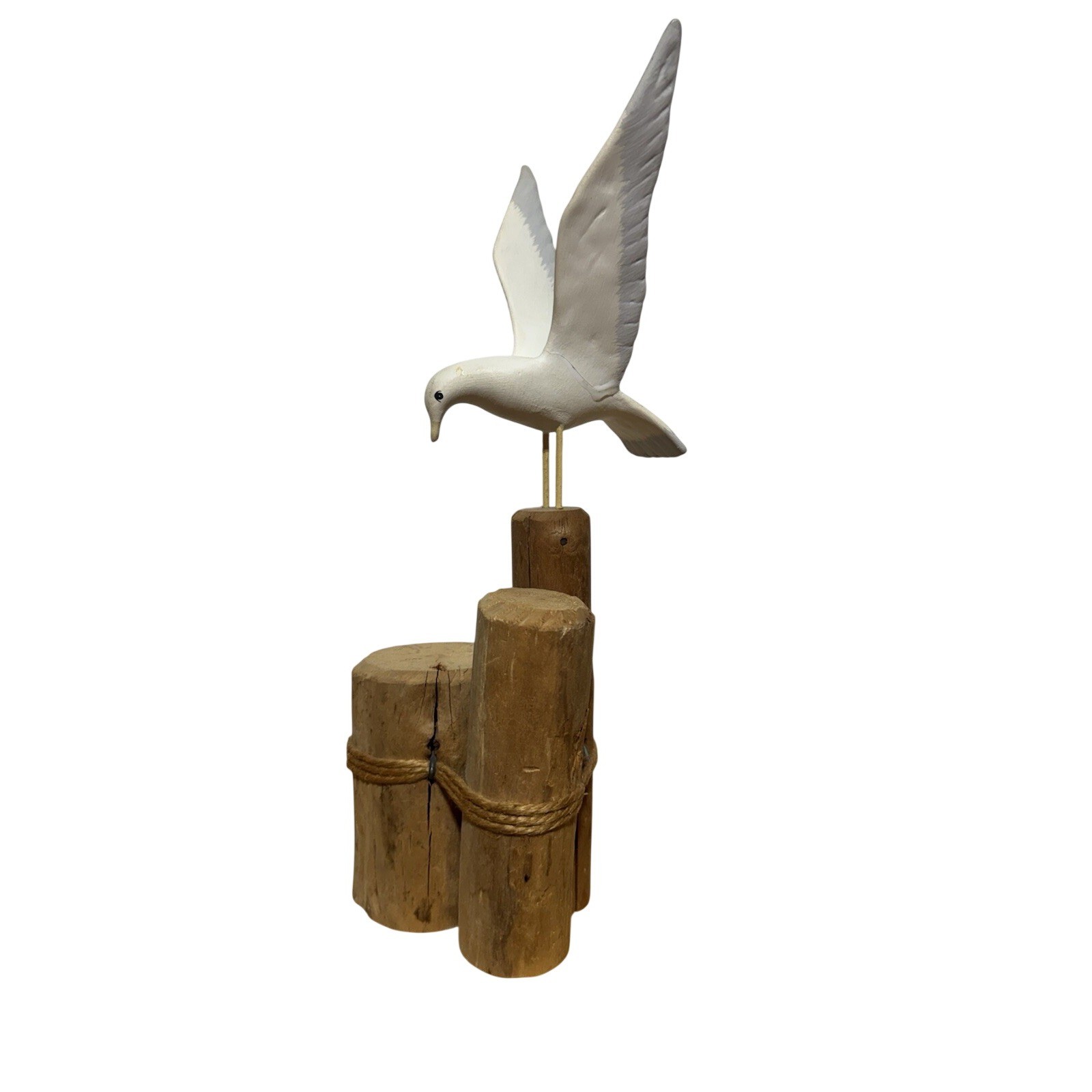 Hand Carved Wood Seagull Figurine Pier Pilings Nautical Beach Decor 12 in Hand Carved Wood Seagull Figurine Pier Pilings Nautical Beach Decor 12 in