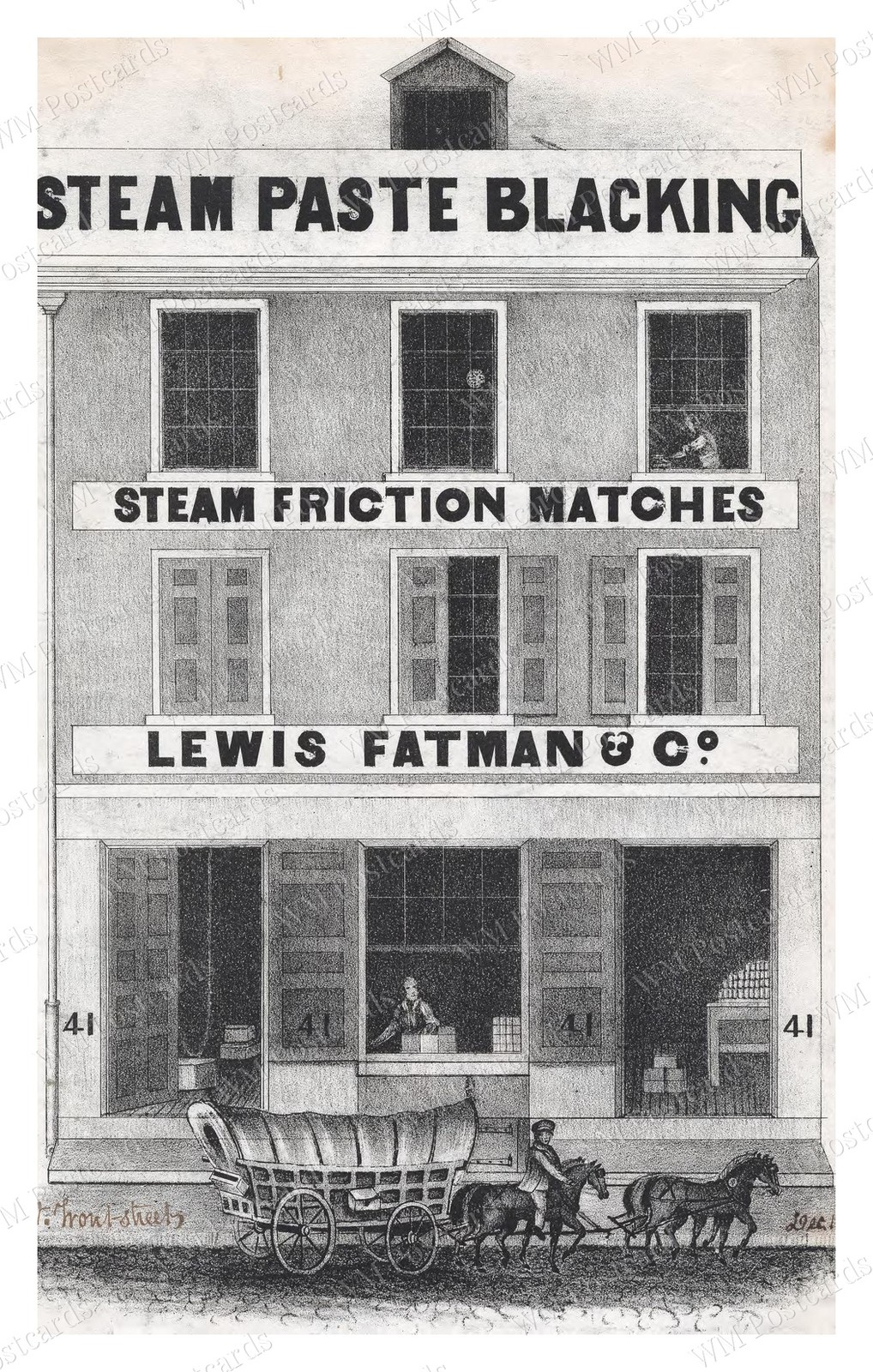 Philadelphia Pennsylvania 1847 Lewis Fatman Steam Friction Mat Standard Postcard Philadelphia Pennsylvania 1847 Lewis Fatman Steam Friction Mat Standard Postcard
