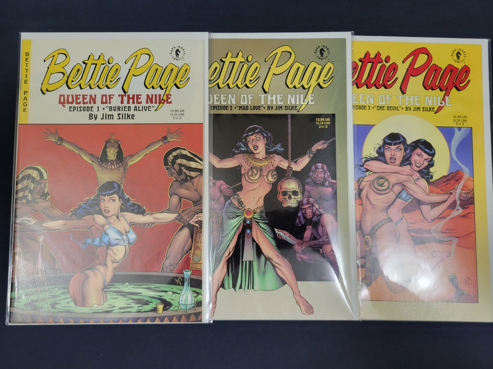 Betty Page Queen of the Nile 1-3 Complete 1998 Dave Stevens Headlights Cvrs VF+