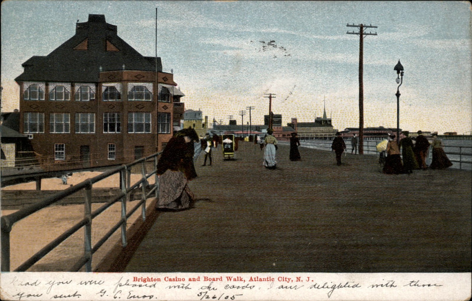 Atlantic City New Jersey ~ Brighton Casino & Boardwalk  UDB postcard mailed 1905