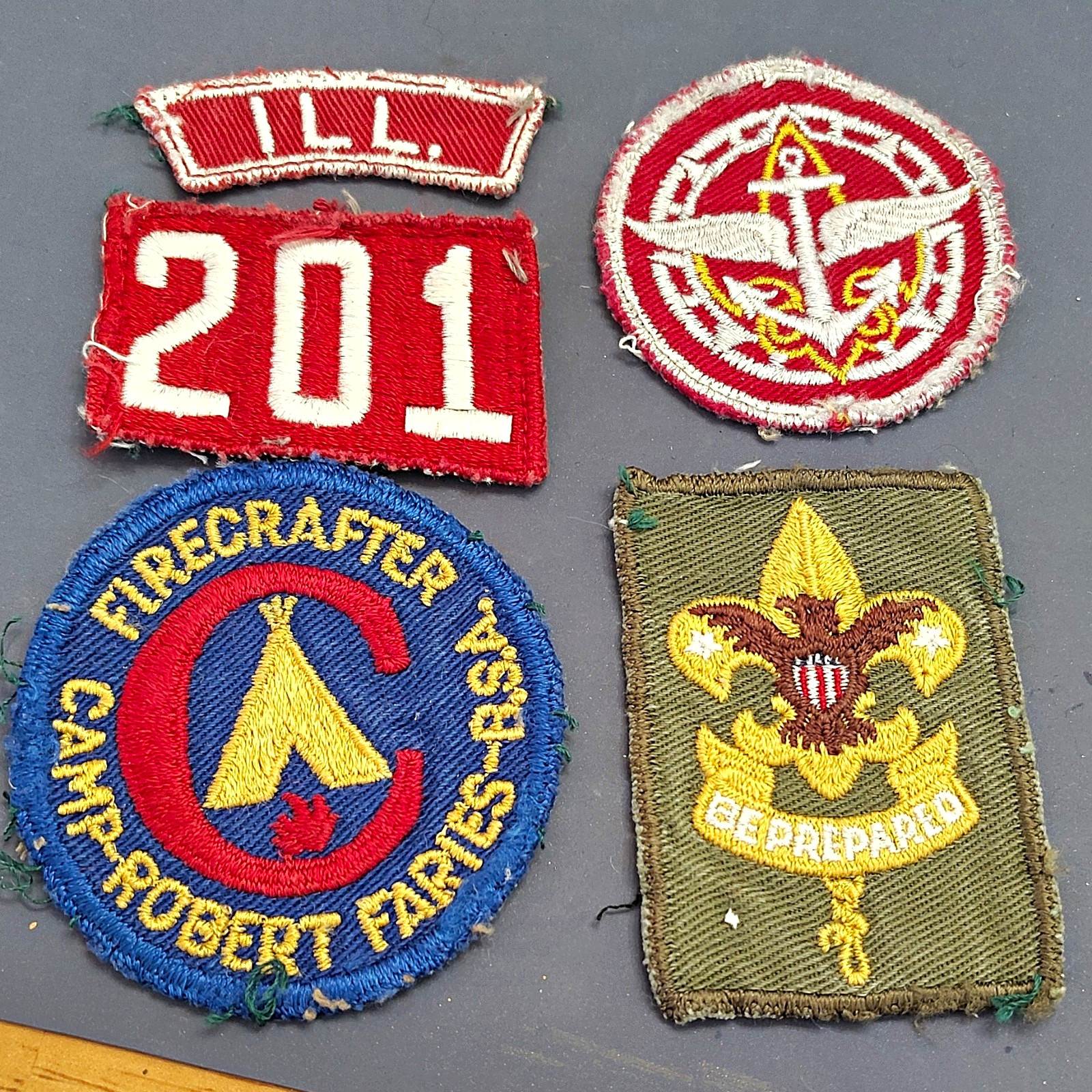 Vintage Boy Scouts Mixed Lot Patches ILL 201 Firecrafter Camp Fairbairn (197m)