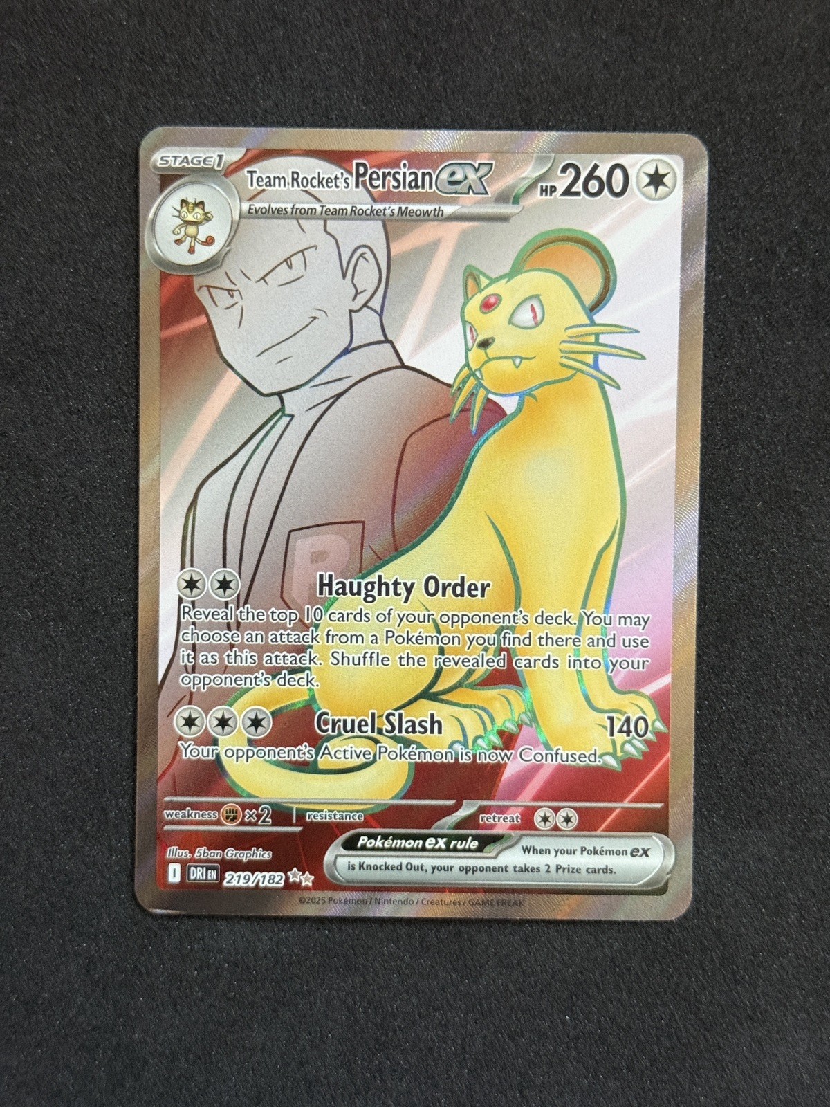 Pokemon - 219/182 - Team Rocket\'s Persian ex - Destined Rivals NM