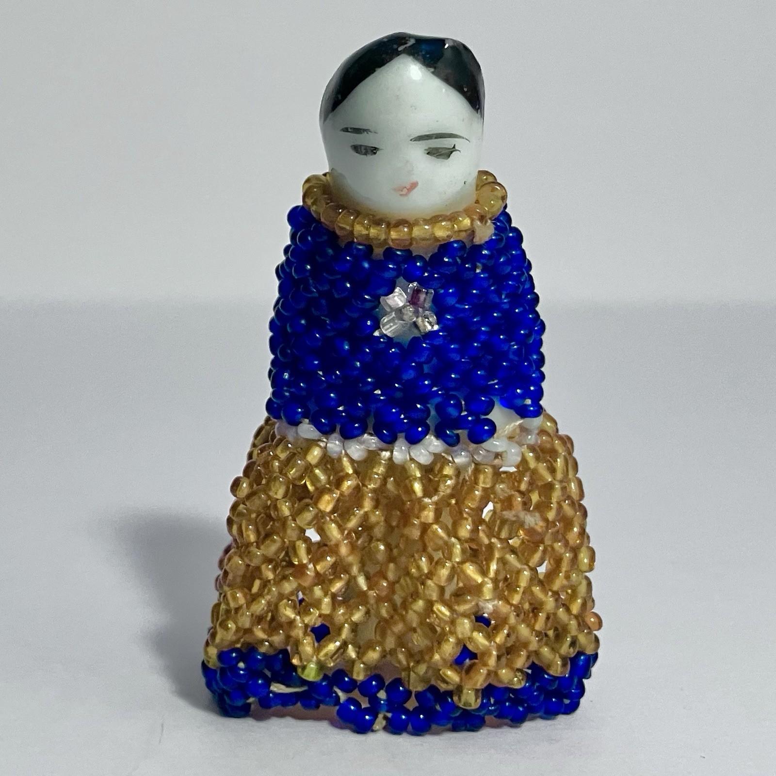 Antique SOUTHWEST PUEBLO Beaded Dress on FROZEN CHARLOTTE Porcelain Penny Doll Antique SOUTHWEST PUEBLO Beaded Dress on FROZEN CHARLOTTE Porcelain Penny Doll