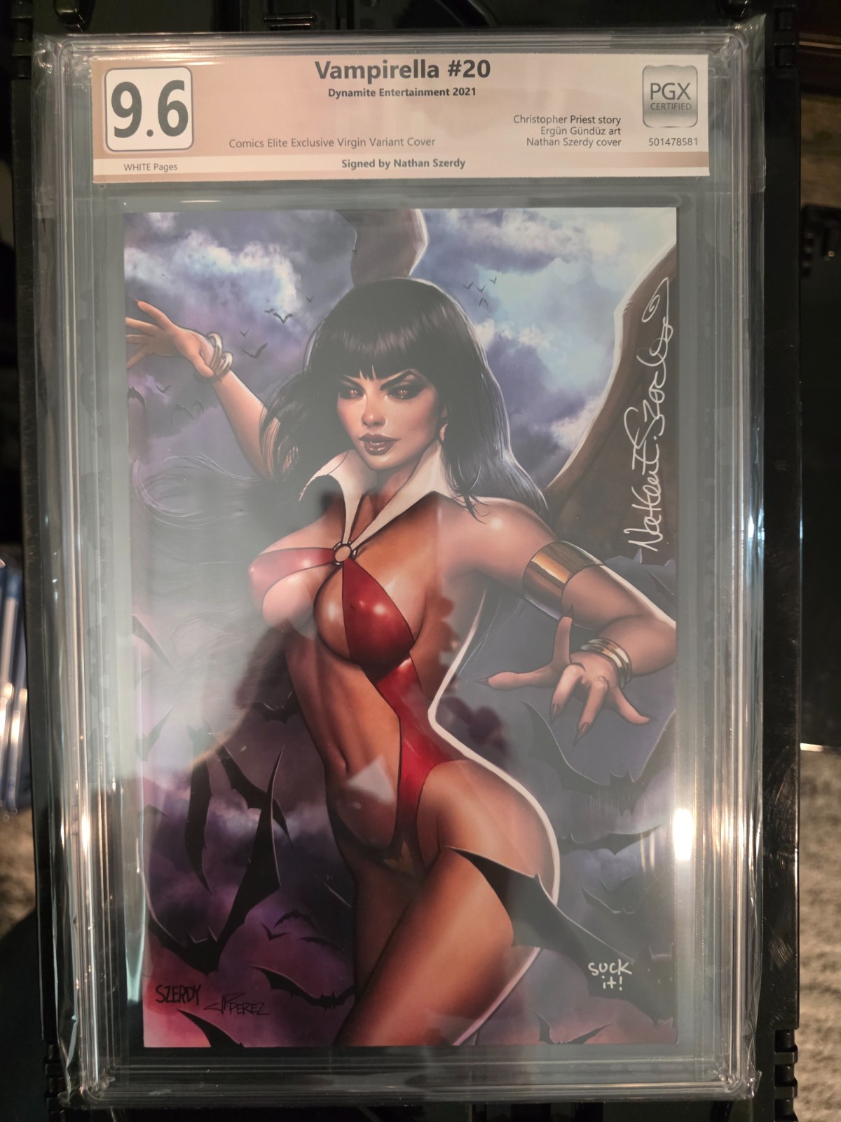 Vampirella 20 PGX 9.6 Dynamite Virgin Signed by Nathan Szerdy 2021