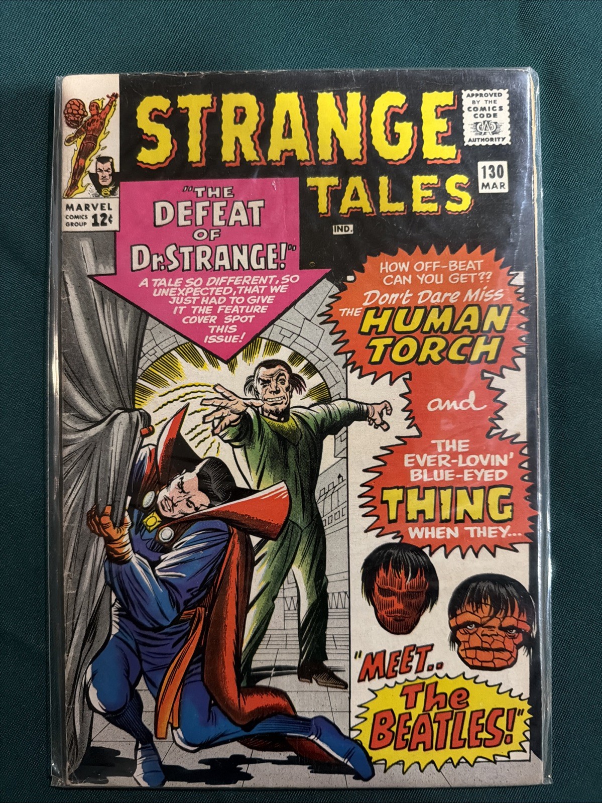 Strange Tales #130 Marvel 1965 The Beatles cameo, Steve Ditko Art Lower Grade Strange Tales #130 Marvel 1965 The Beatles cameo, Steve Ditko Art Lower Grade