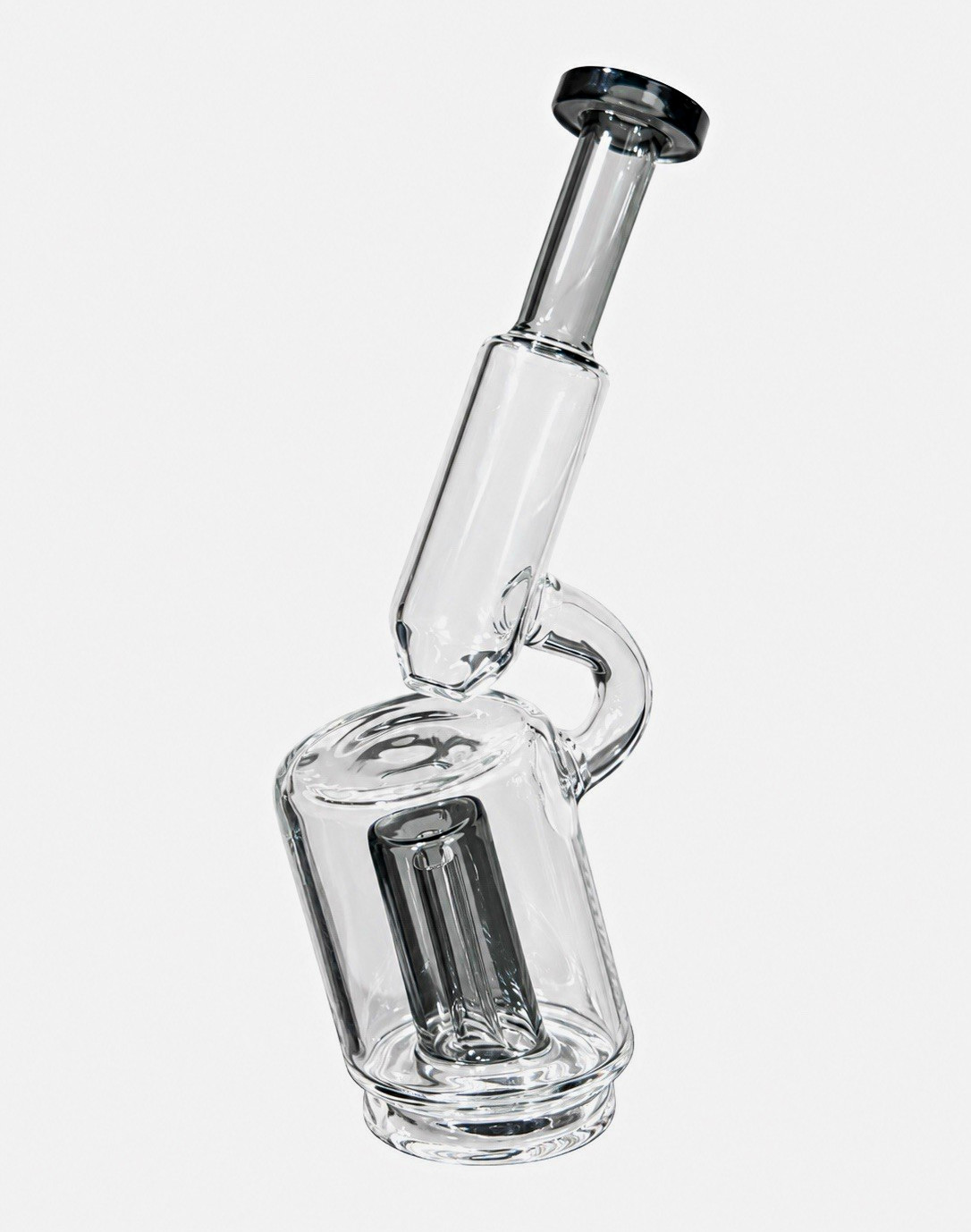 Clear Glass Water Pipe Bubbler w/ Black Mouthpiece & Bowl Top,    Peak - pro