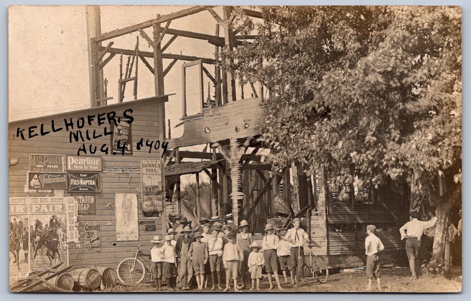 K28/ Chillicothe Ohio RPPC Postcard c1910 Kellhofers Mill Fire Disaster 75