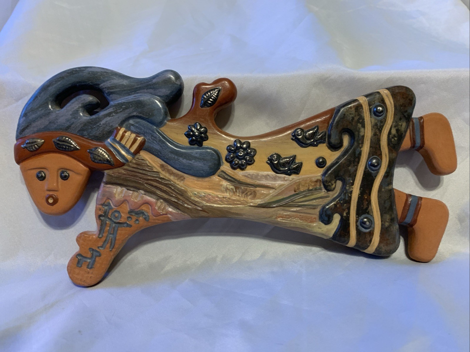 Ceramics /Wood Backed Folk Art Pablo Seminario Handmade Peruvian Wall Sculpture Ceramics /Wood Backed Folk Art Pablo Seminario Handmade Peruvian Wall Sculpture