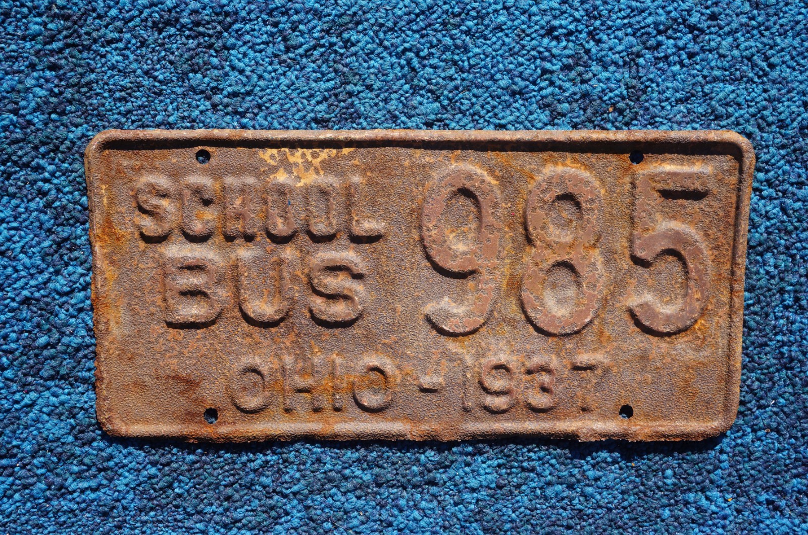 1937 Ohio SCHOOL BUS License Plate # 985