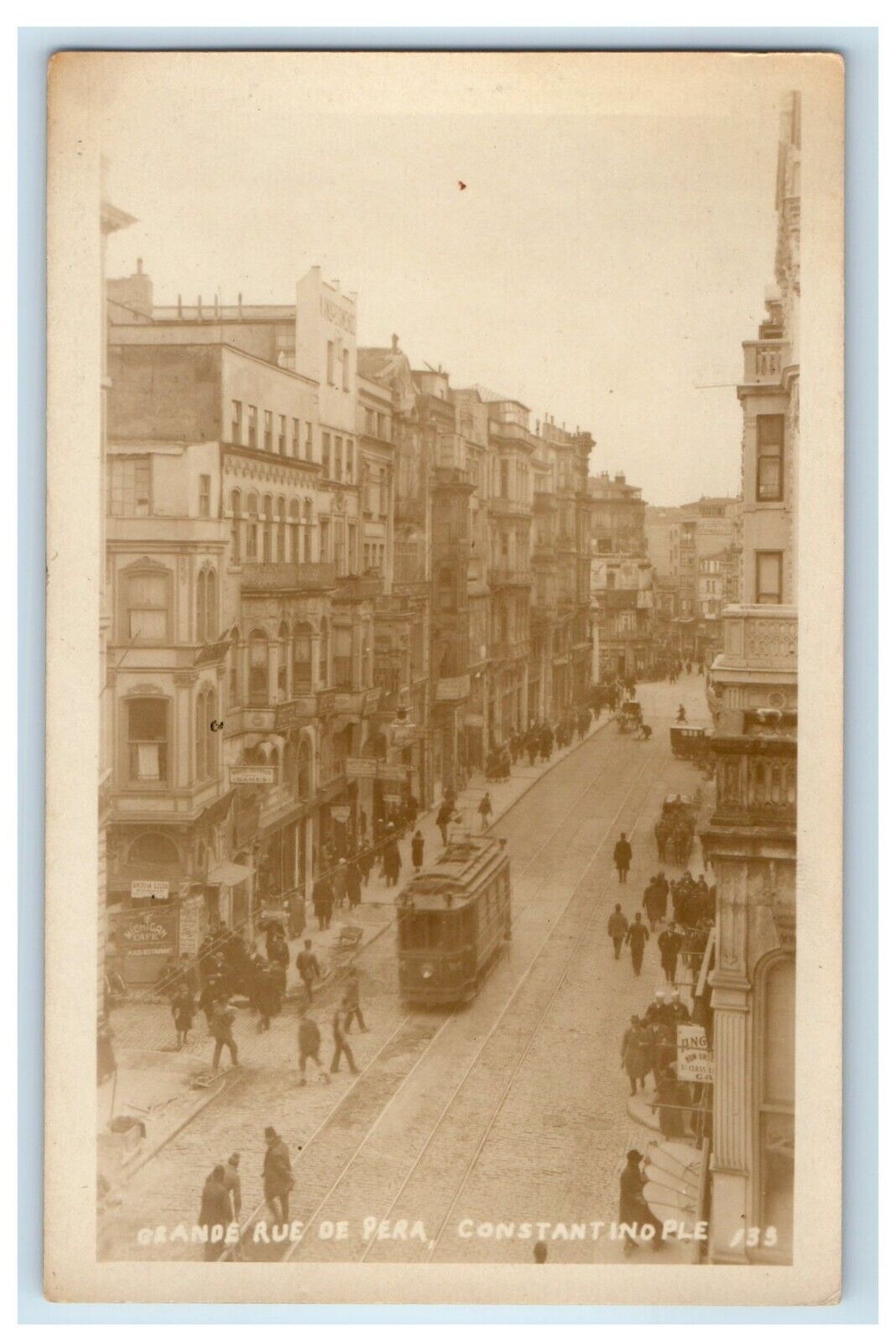 c1920\'s Grande Rue De Pera Trolley Constantinople RPPC Photo Vintage Postcard