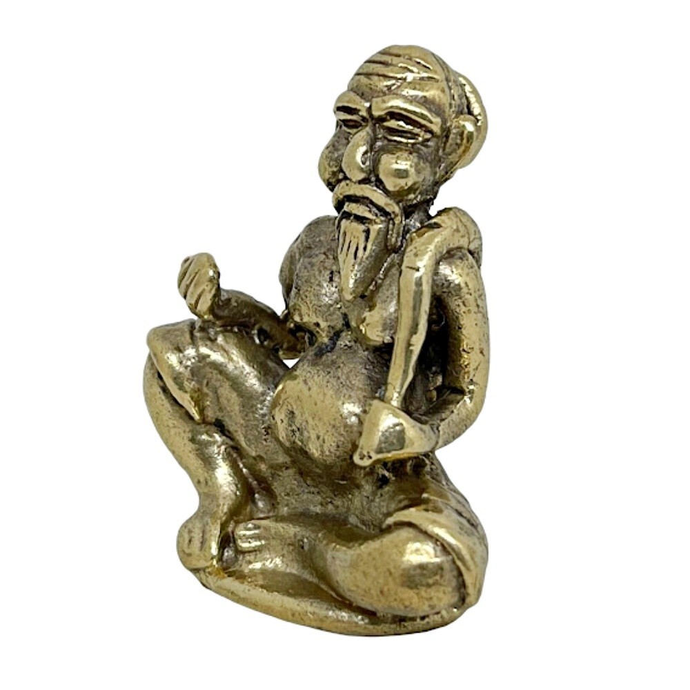 Wealth Charm Attraction Chuchok Old Beggar Brahmin Thai Amulet Brass Figure #2 Wealth Charm Attraction Chuchok Old Beggar Brahmin Thai Amulet Brass Figure #2