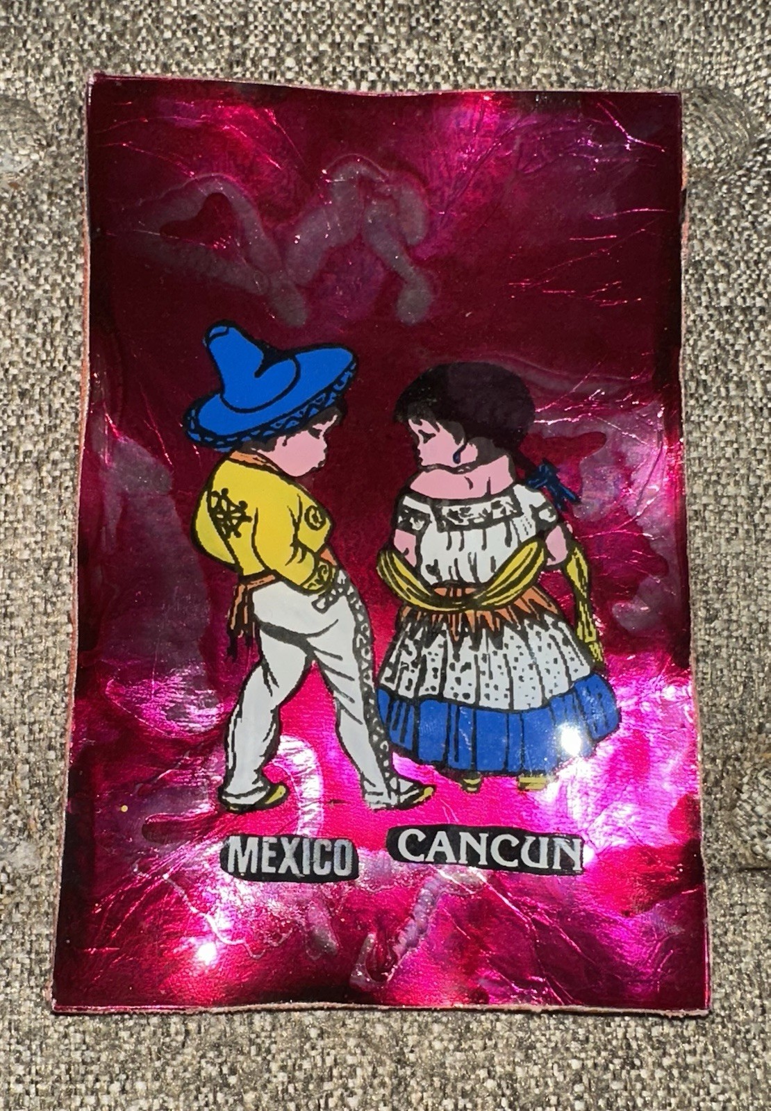 Vintage Mexican Souvenir Wall Art Featuring Traditional Dancers “Mexico Cancun”