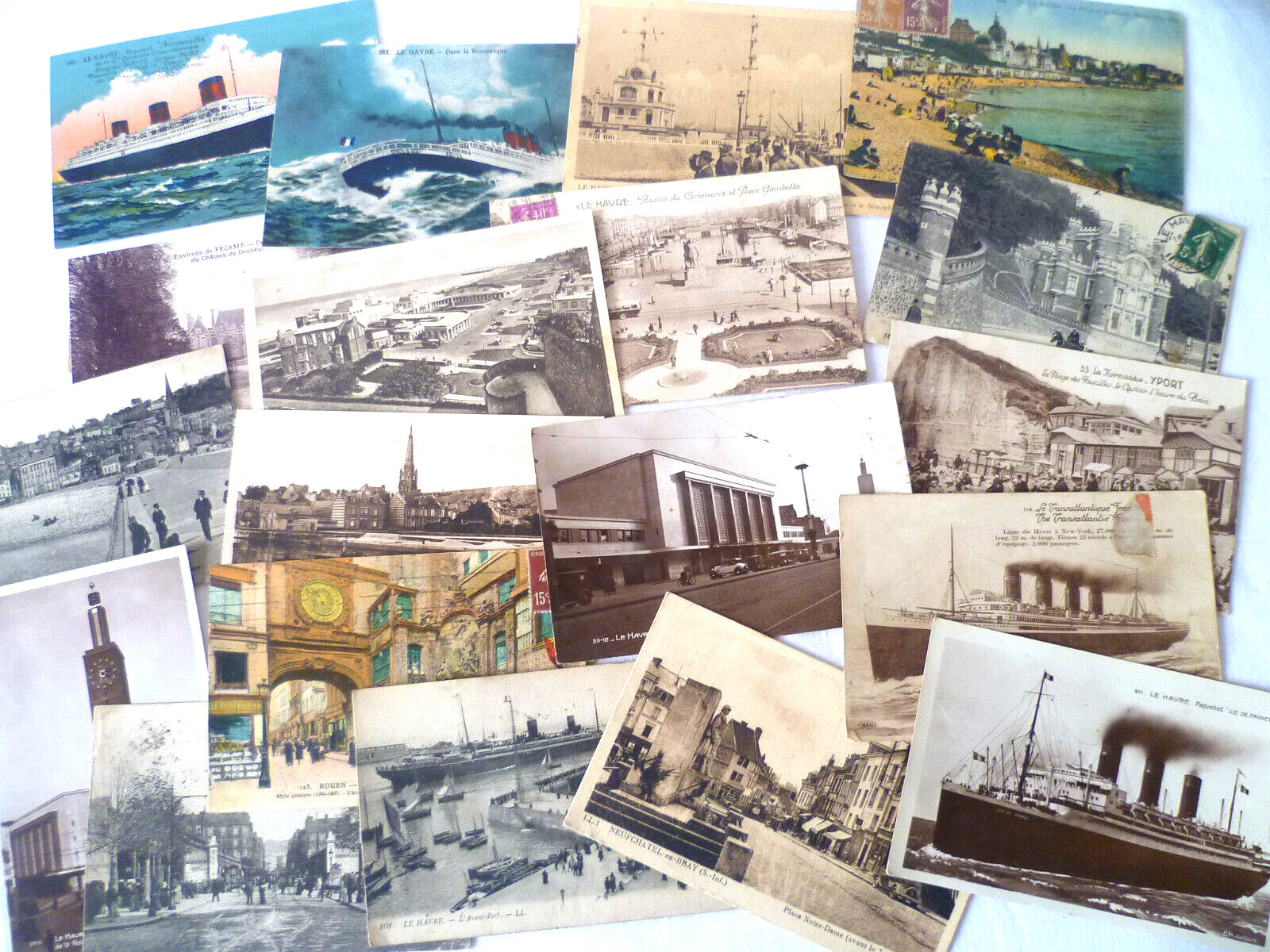 31 postcards Le Havre Yport Etretat Harfleur Neuchatel Rouen Dieppe