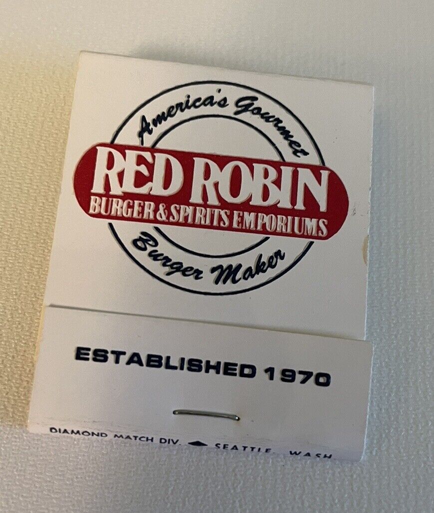 Vtg Red Robin Burger & Spirits Emporium Restaurant Matchbook Full Unstruck