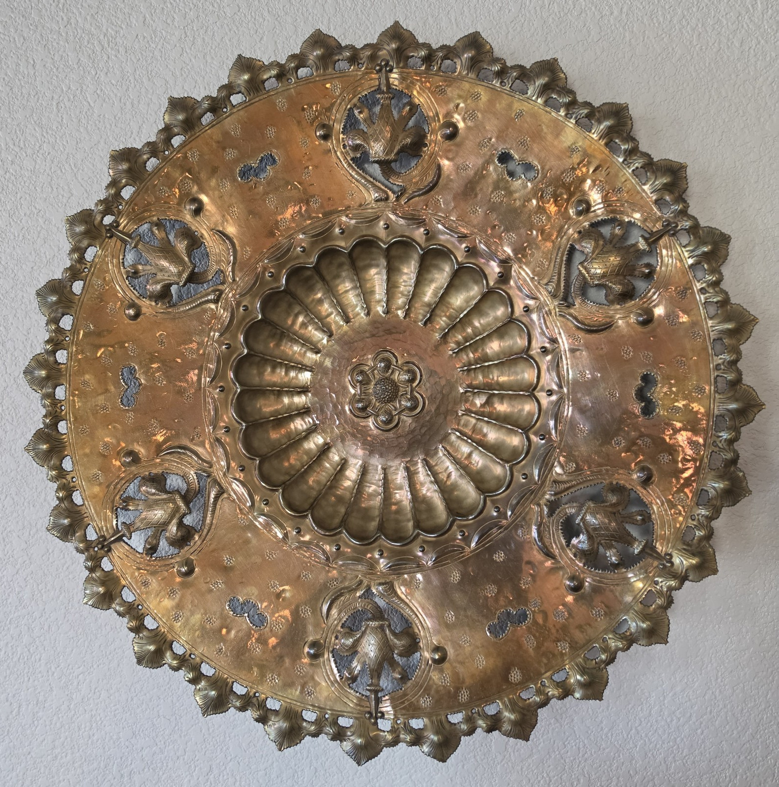 Hand Crafted Brass Tray Bowl Egidio Casagrande Studio Charger Italian 1911-1962
