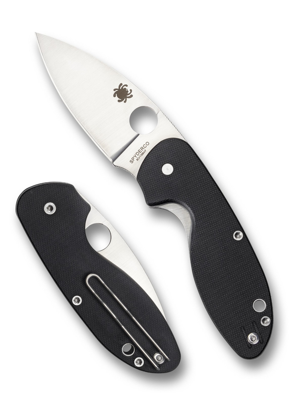 Spyderco Efficient Folding Knife C216GP Plain Edge Blade Black G-10 Handle
