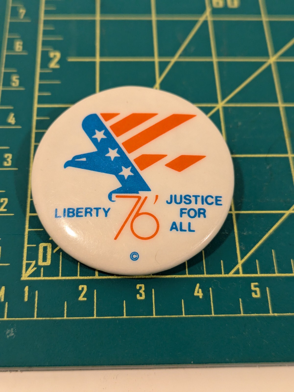 Vintage Liberty 76 Justice For All Pinback Pin Button Patriotic