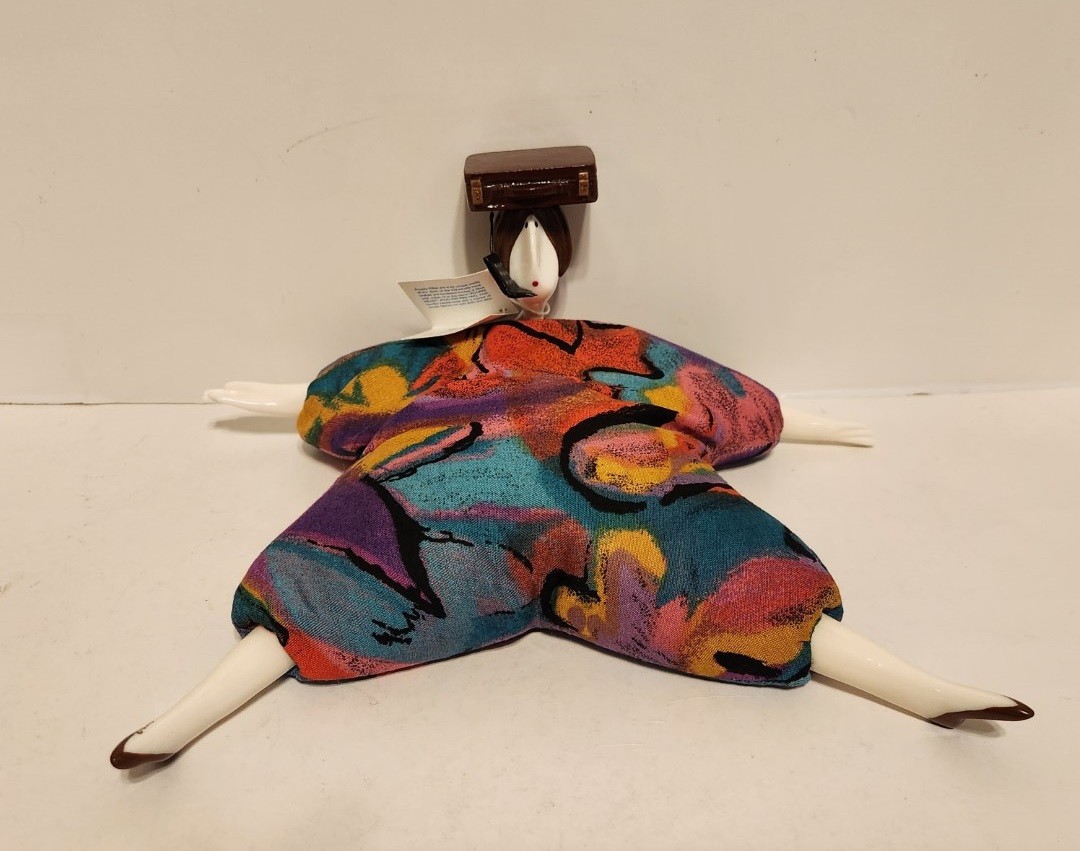 Vtg Poupee Millet Artist Art Doll CELLPHONE BRIEFCASE on Head 2002 Serge Signed