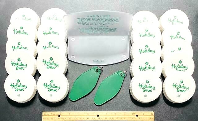 ⭐2-DAY SALE⭐ OLD 23PC HOLIDAY INN HOTEL MOTEL COLLECTION CUP LIDS TRAY KEY FOBS