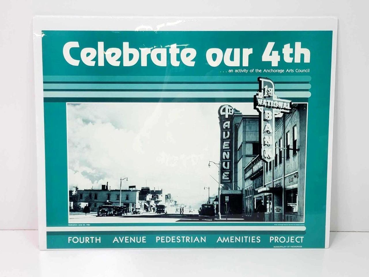 Vintage Anchorage Alaska 4th Avenue Theater Poster Arts Council 1984 Celebrate