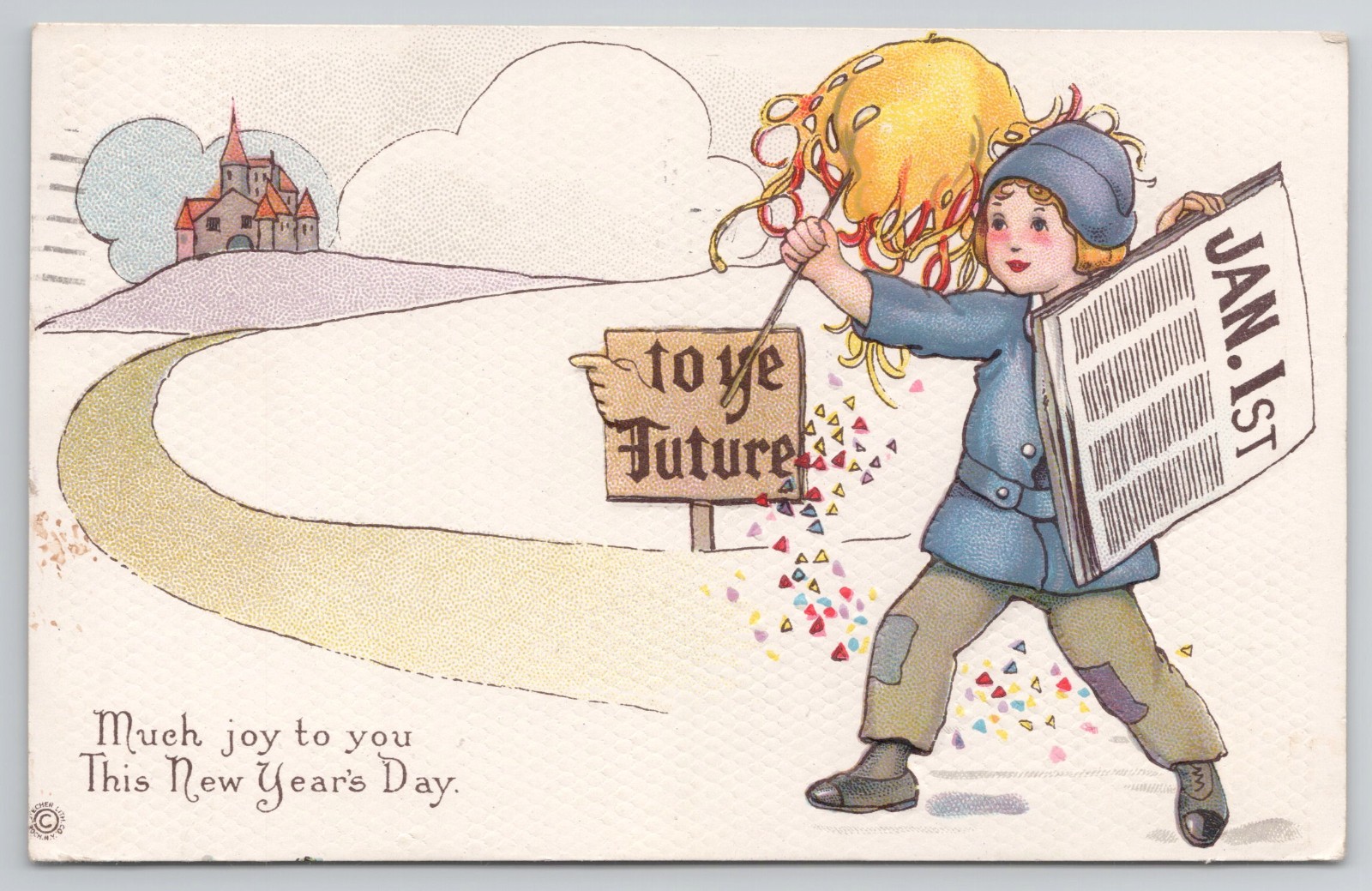 c.1920 New Year Boy Newspaper Confetti \