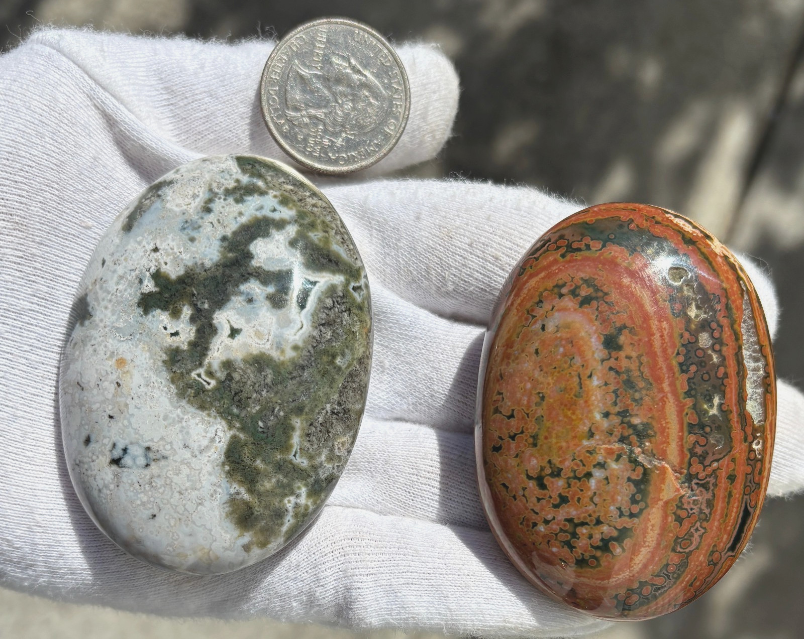 177g LOT 2 OCEAN JASPER OJ PALMSTONES PALM STONE STONES PALMSTONE