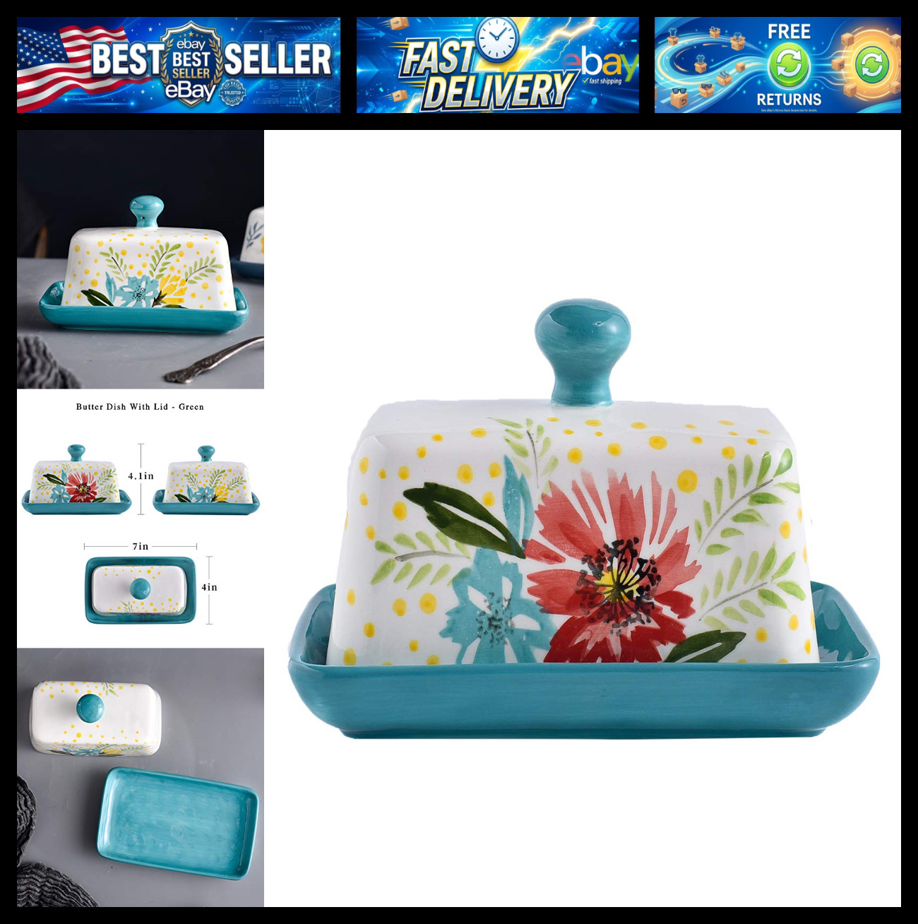 Wisenvoy Butter Dish Ceramic Butter Dish with Lid Butter Keeper Butter Dish with