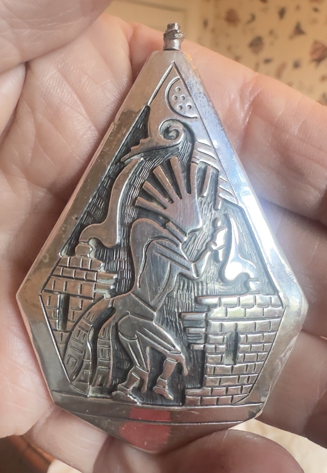 Massive 60g Hopi Sterling Silver Spinner Pendant Reversible Sun Face Kokopelli Massive 60g Hopi Sterling Silver Spinner Pendant Reversible Sun Face Kokopelli