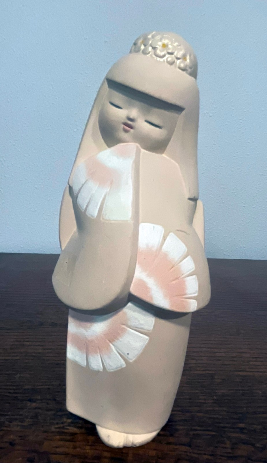 VTG Hakata Doll Hanakanzashi by Fumio Matsuo Japanese Clay Figurine Pink Fan 9 VTG Hakata Doll Hanakanzashi by Fumio Matsuo Japanese Clay Figurine Pink Fan 9