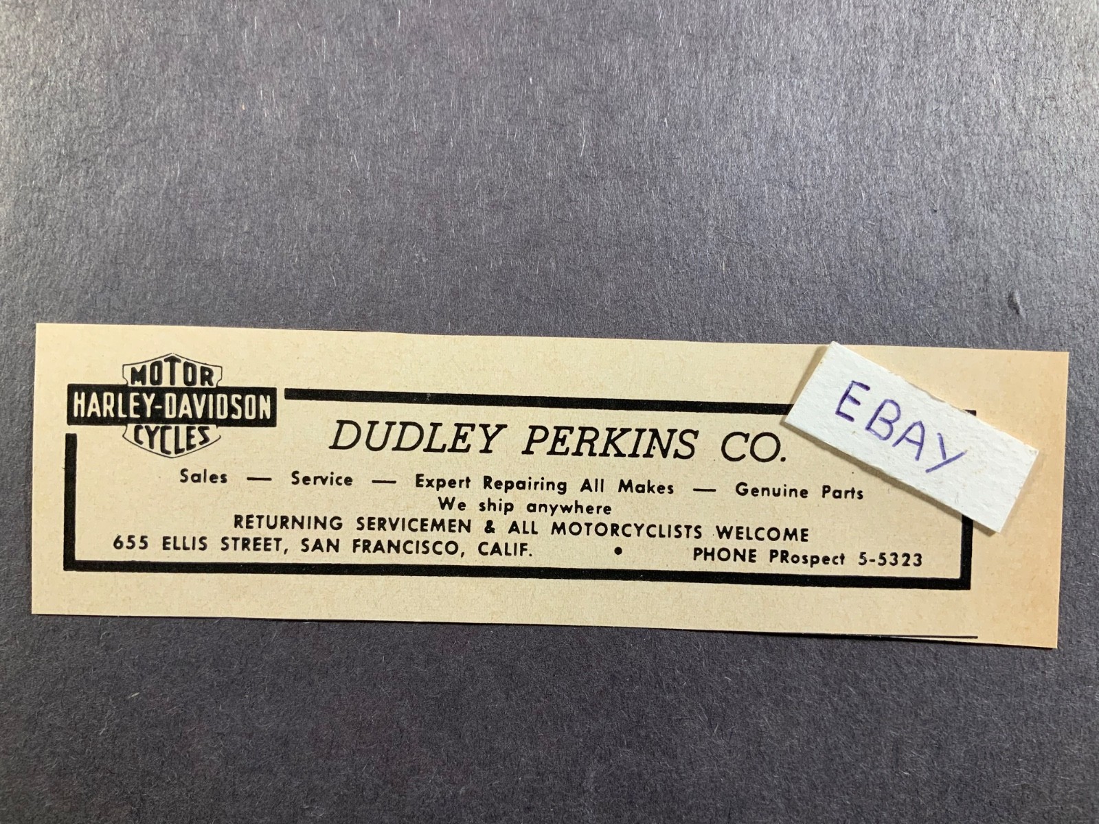1965 Print Ad. Dudley Perkins Co. San Francisco, CA. Sales & Service, Harley 1965 Print Ad. Dudley Perkins Co. San Francisco, CA. Sales & Service, Harley