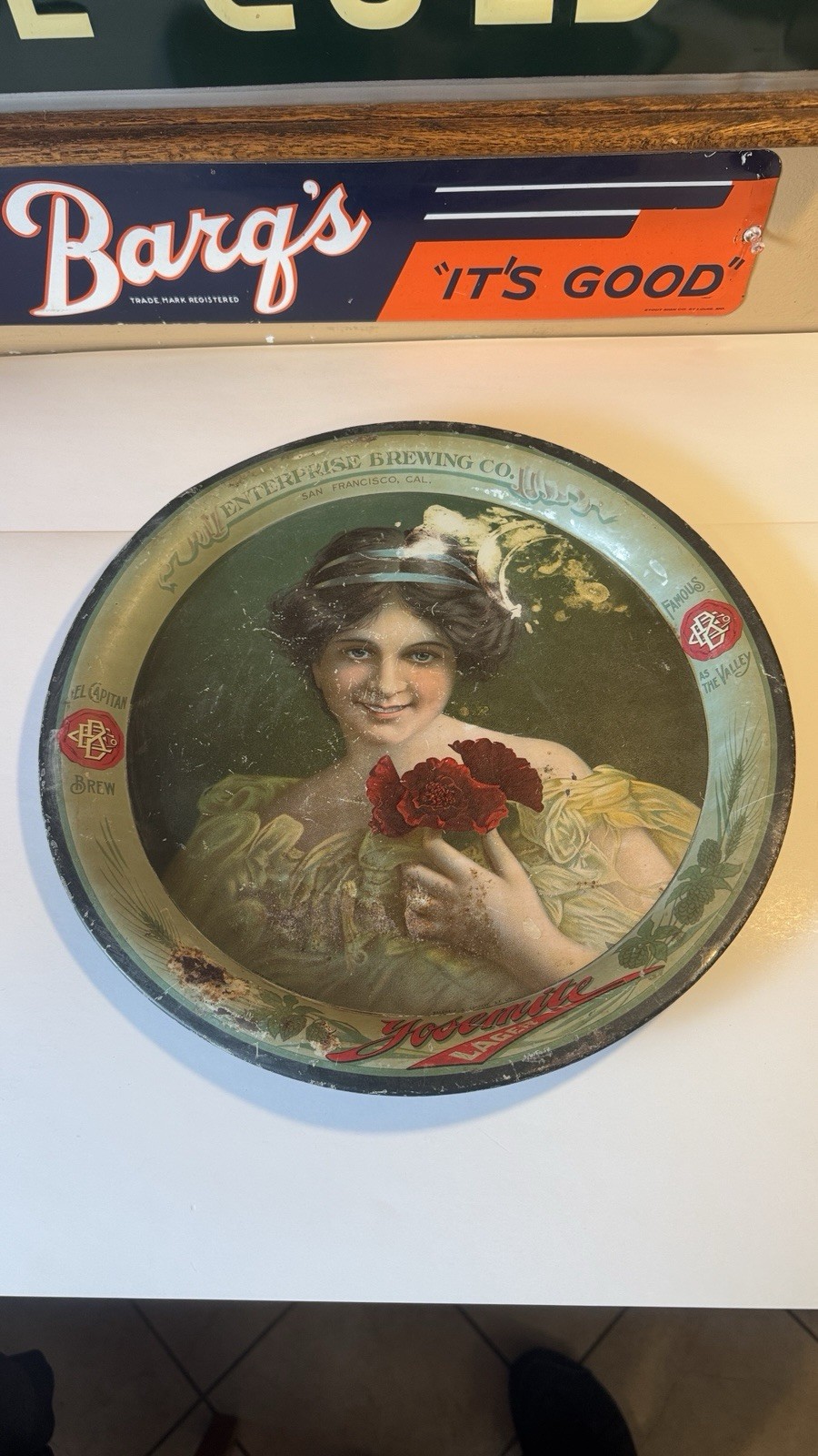 YOSEMITE LAGER Enterprise Brewing Co. San Francisco Advertising Metal Beer Tray YOSEMITE LAGER Enterprise Brewing Co. San Francisco Advertising Metal Beer Tray
