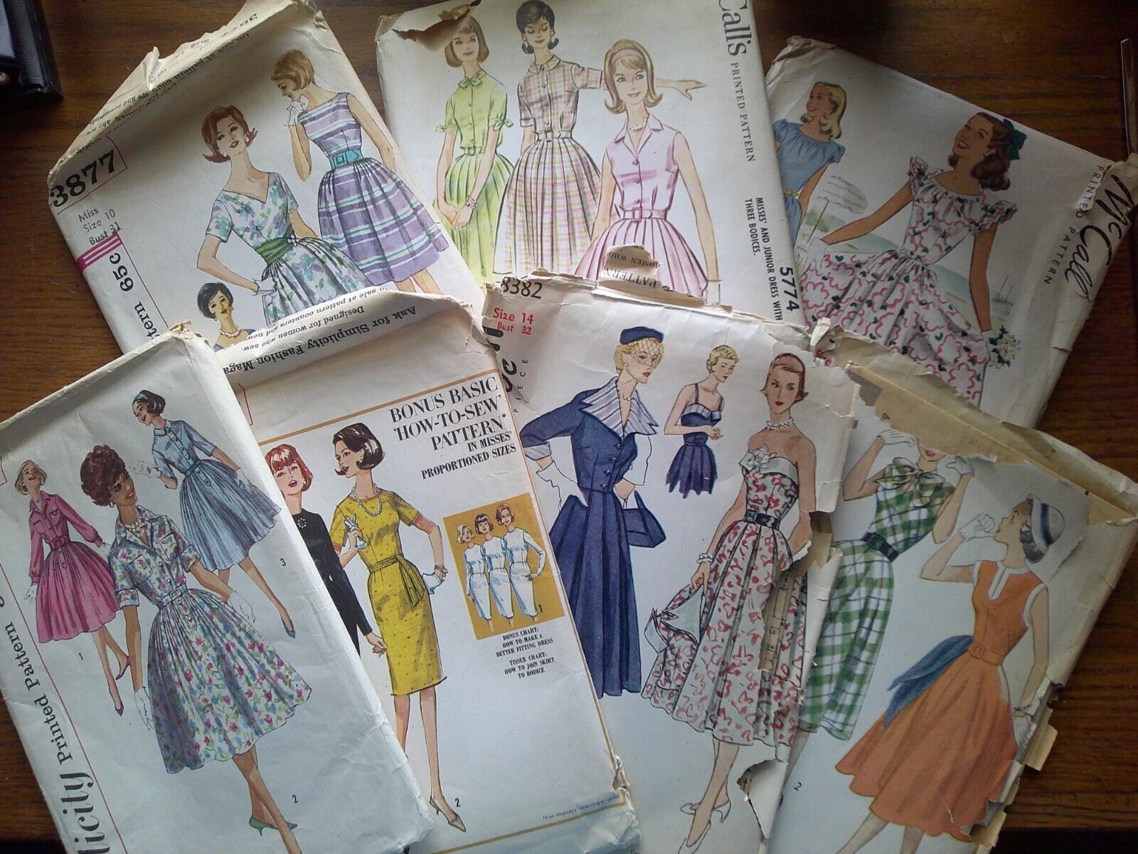 Lot of 7 Vintage 40s 50s 60s Dress Sewing Patterns all pictured & listed