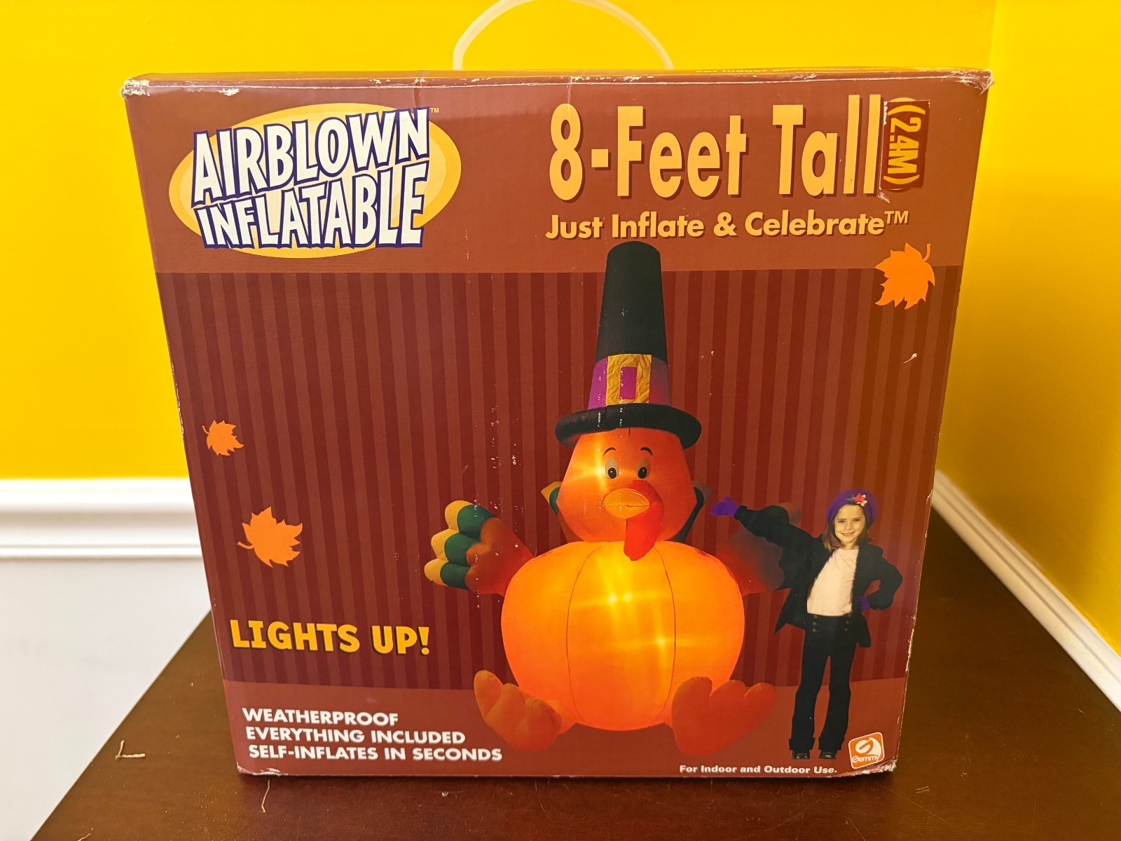 New 2004 Gemmy Industries 8' Tall Holiday Inflatable Thanksgiving Pilgrim Turkey