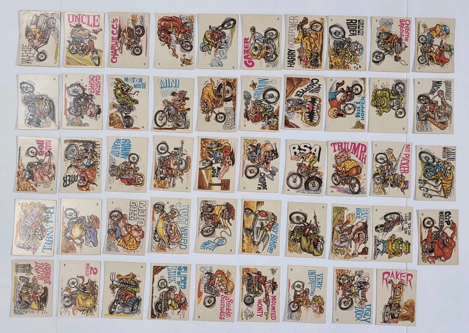 Vintage Donruss 1972 Silly Cycles Sticker Cards Lot Of 49 **New Top Loaders**