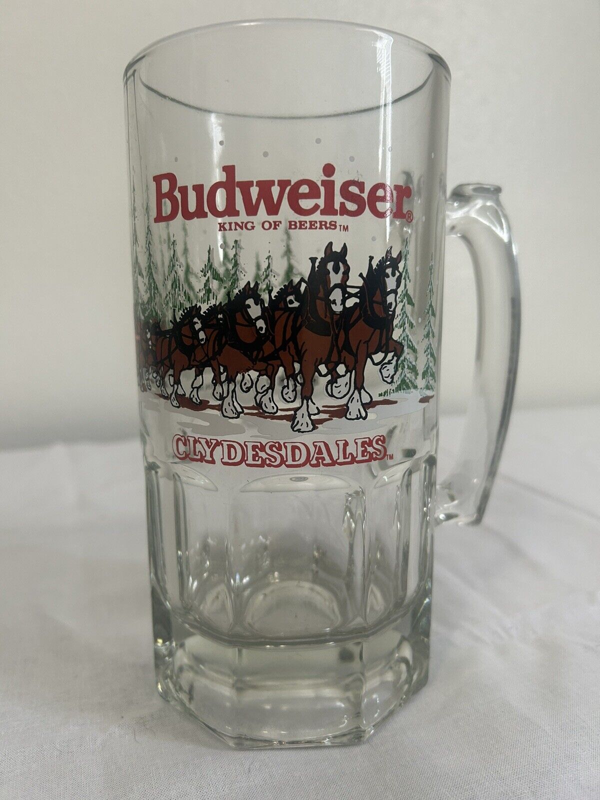 Vintage 1989 Budweiser Clydesdales Anheuser-Busch Glass Beer Stein Mug