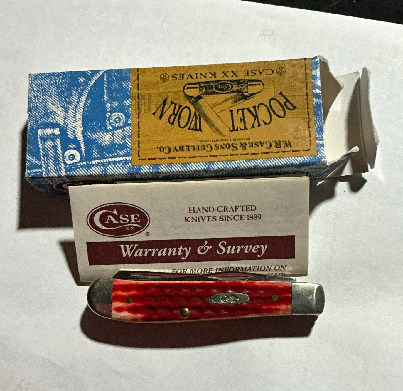 Case XX Pocket Worn 6333 2-Blade SS Slipjoint Clip/Spey Plain Red Bone