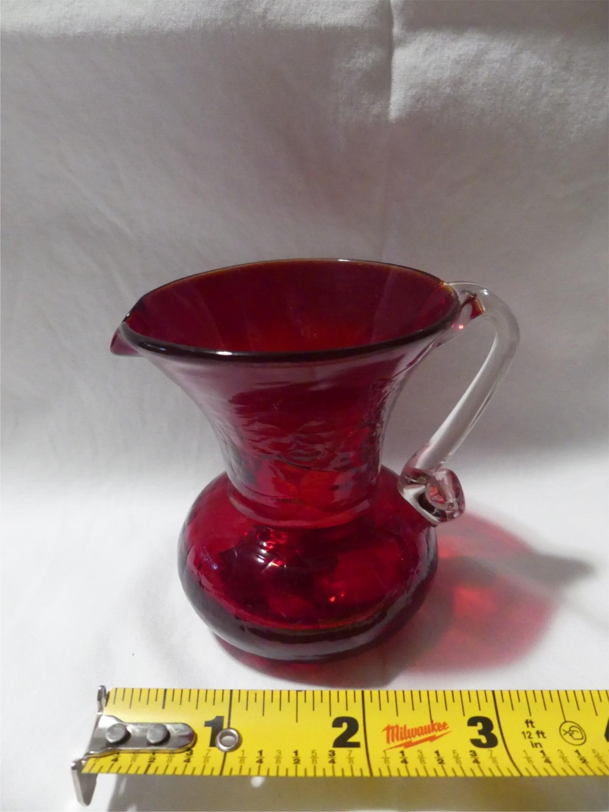Miniature Ruby Red Cranberry Glass Pitcher - 3¼\