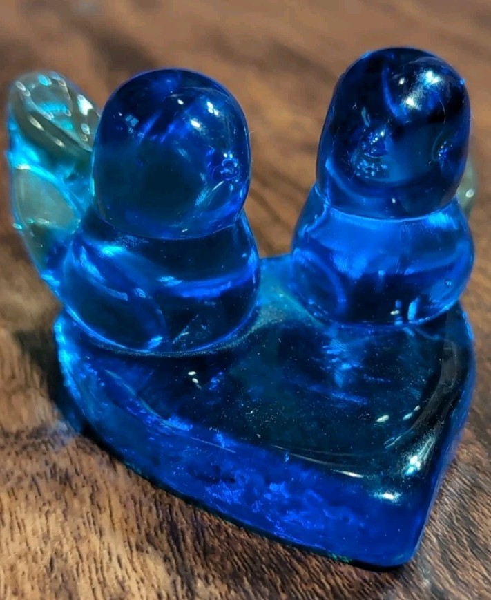 Vintage Glass Bird Figurine Double Bluebird Of Happiness Terra Studios Heart