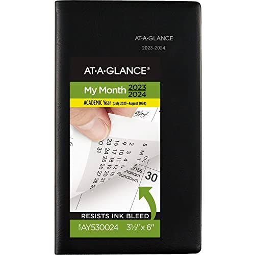 AT-A-GLANCE 2023-2024 Academic Pocket Calendar, Monthly Pocket, Black 