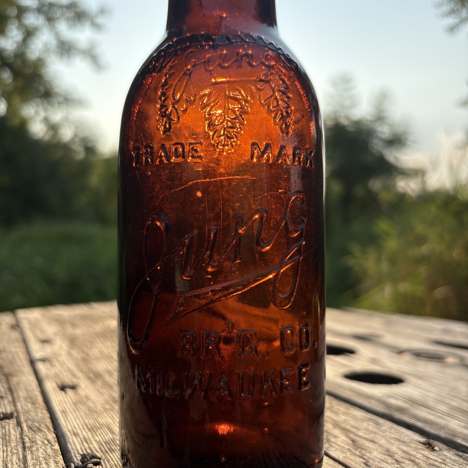 Antique Jung Brewing Co. Beer Bottle From Milwaukee, Wis. Embossed, Brwn, Crown