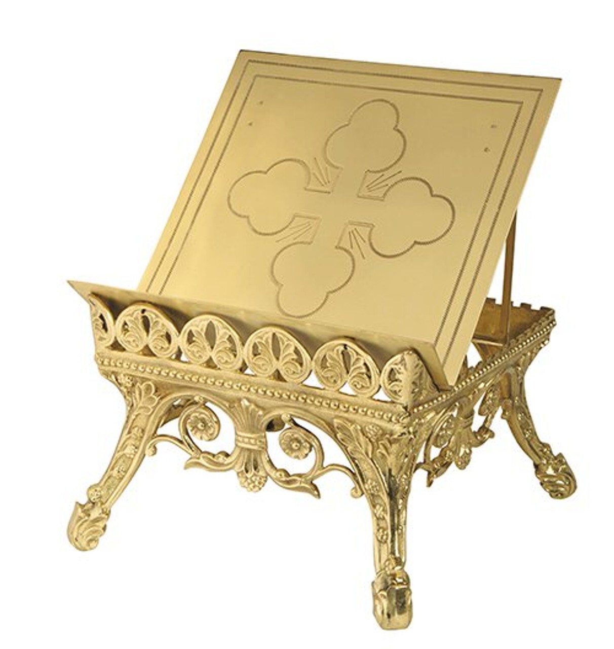 Bible Stand, Budded Cross Adjustable Missal Stand (USUALLY SHIPS WITHIN 2 DAYS)