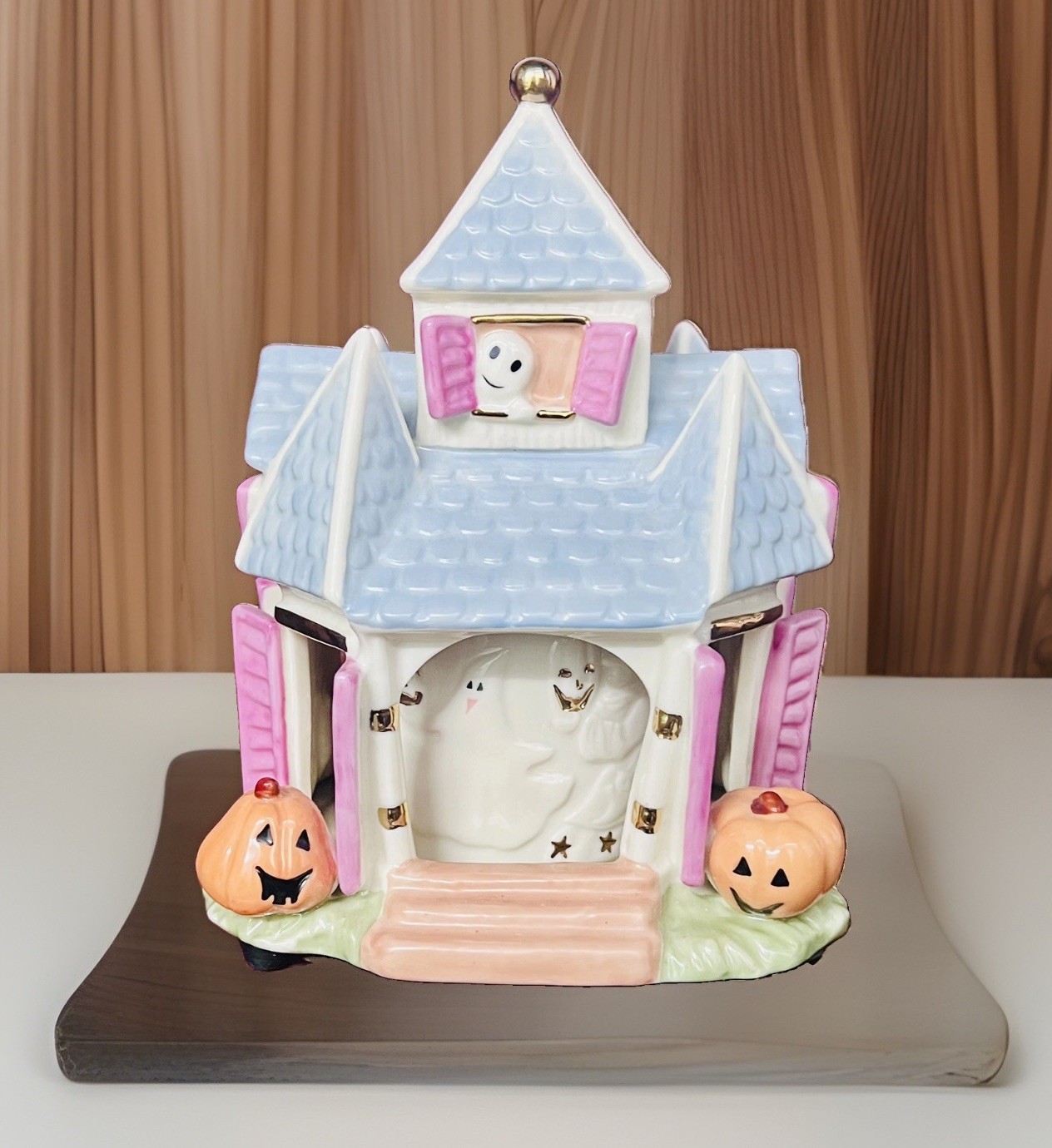 Vintage Lenox Halloween Haunted House Porcelain Music Box 7 1/2\