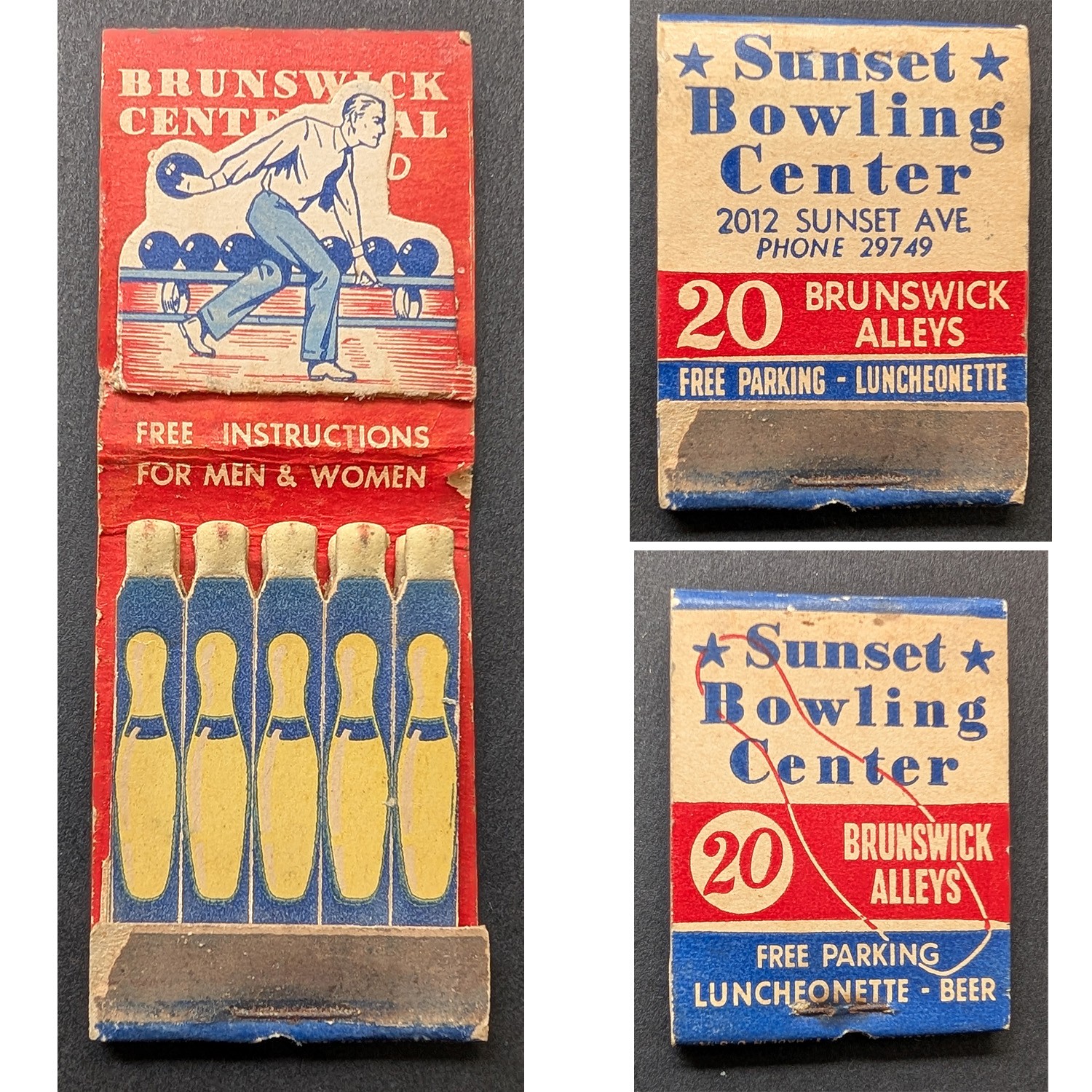 Feature Display Matchbook Sunset Bowling Center