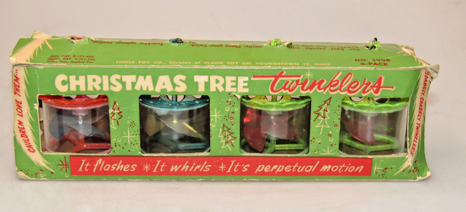 Set 4 Vintage 50\'s Spinner Birdcage Twinkler Hard Plastic Christmas Ornaments US