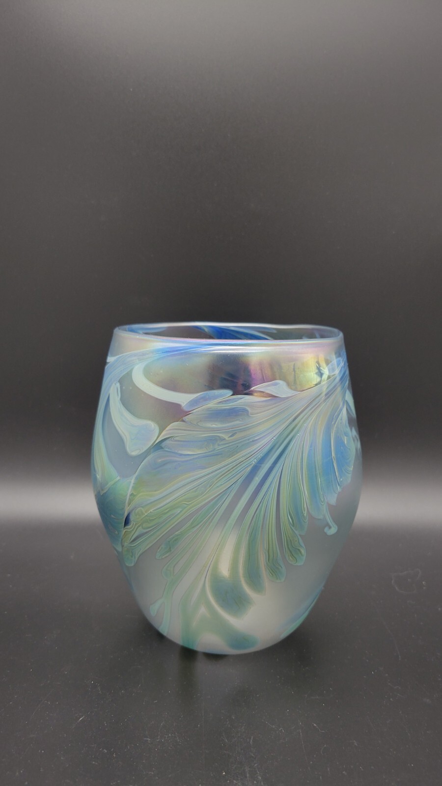 Vintage Herb A Thomas Art Glass Vase Iridescent signed
