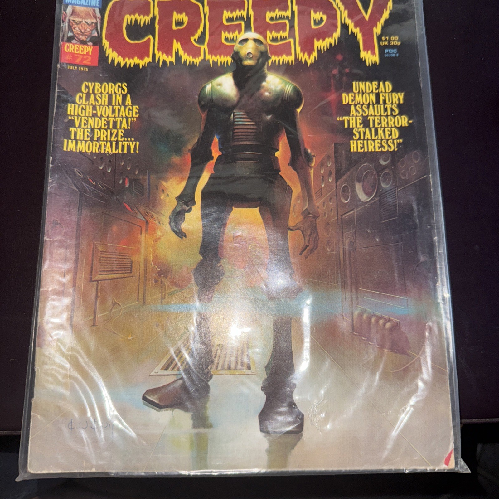 VINTAGE 1976 EERIE CREEPY #72 MONSTER COMIC MAGAZINE CYBORGS WARREN PUBLISHING