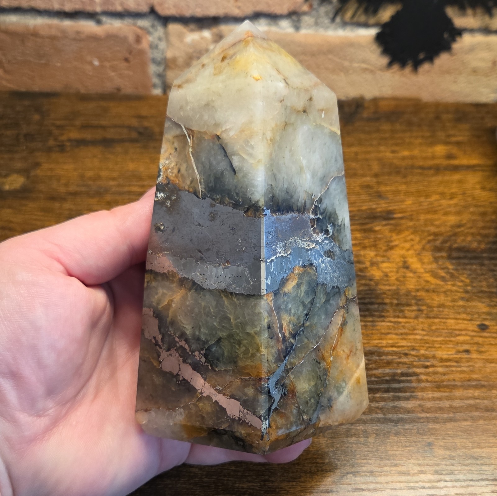 Lions Gate Quartz, Golden healer quartz and pyrite, LARGE, 958g, L#956144