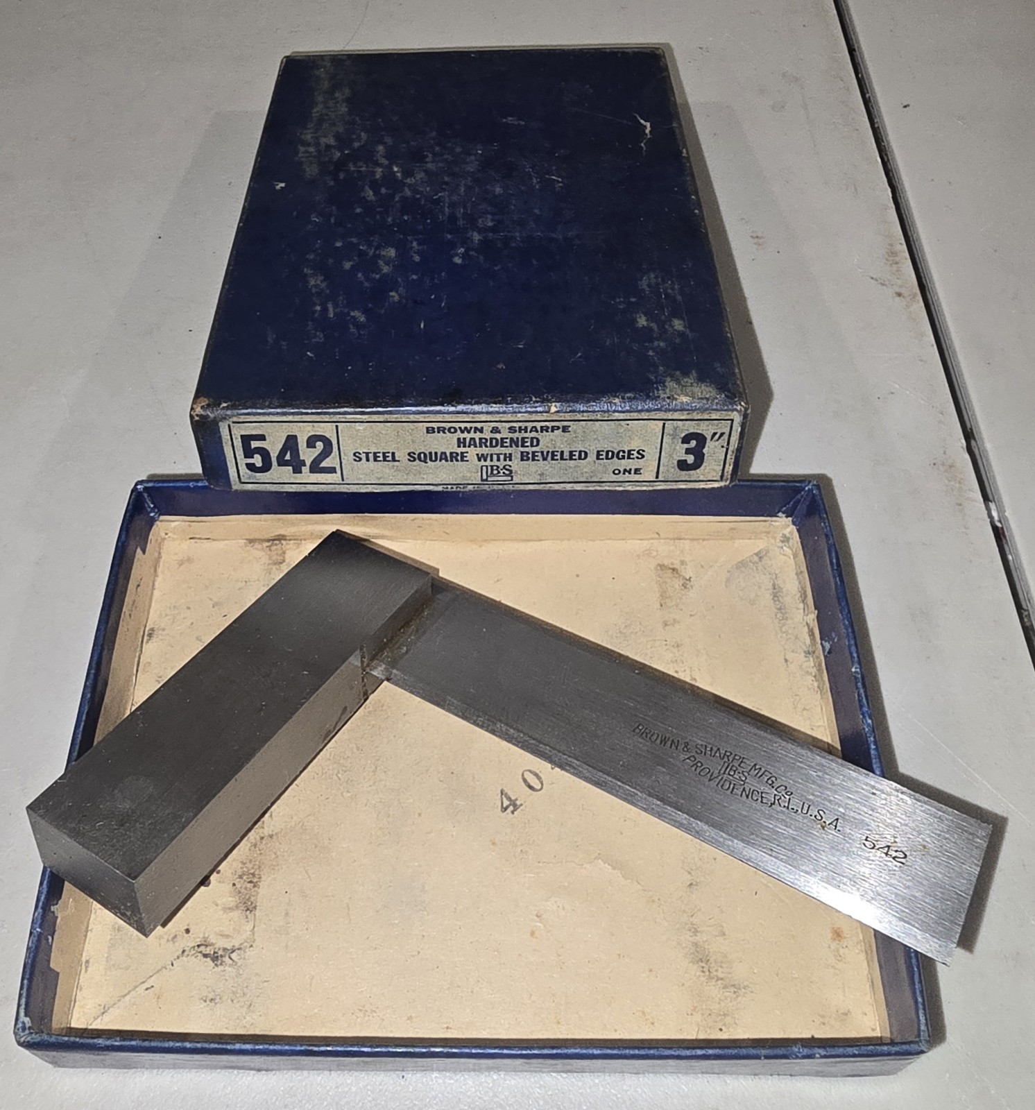Brown & Sharpe No.542 Hardened Steel Square With Beveled Edges 6” ~ Used