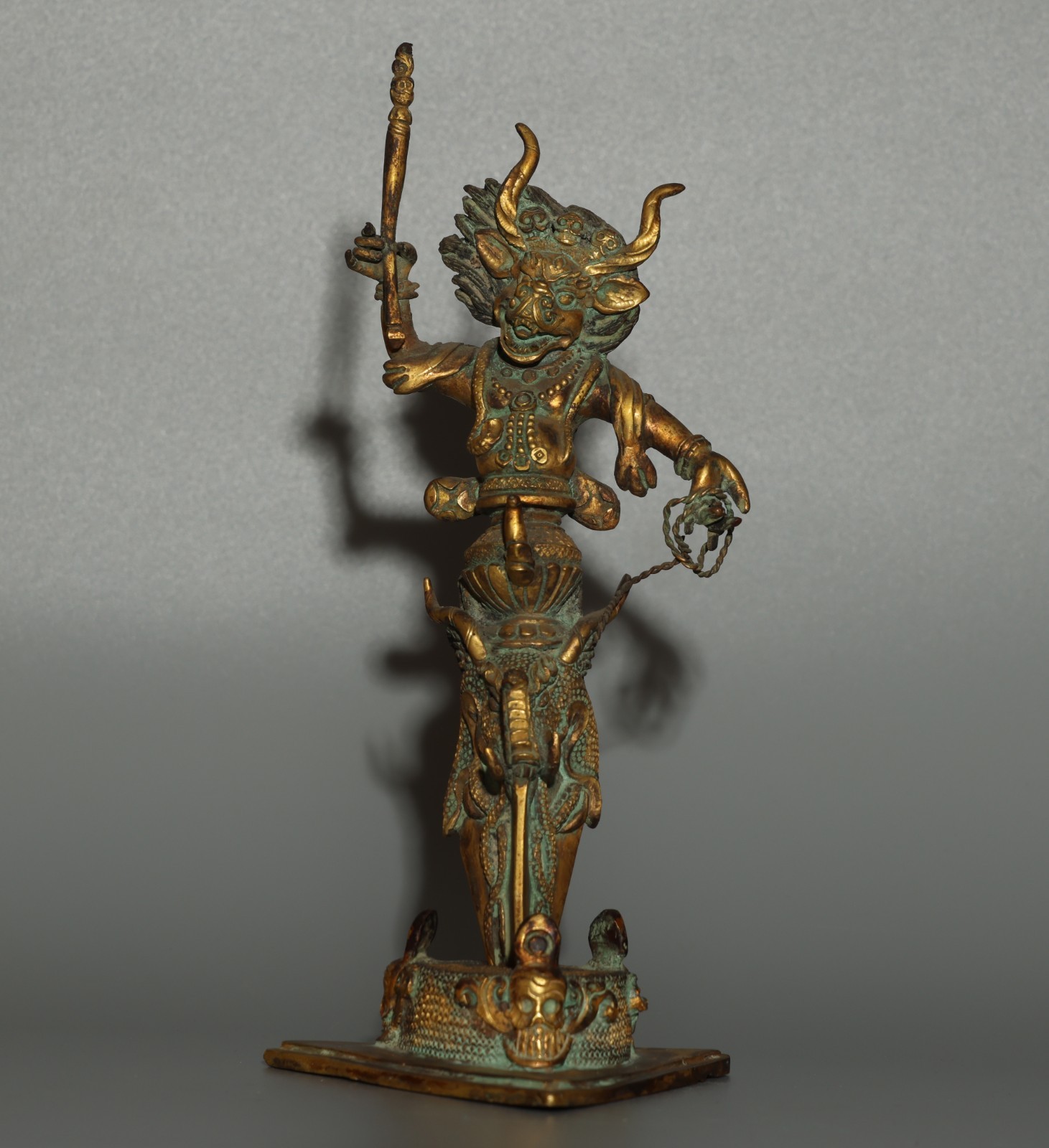 Real Nice Tibet Vintage Old Buddhist Gilted Copper Ritual Yamantaka Phurba